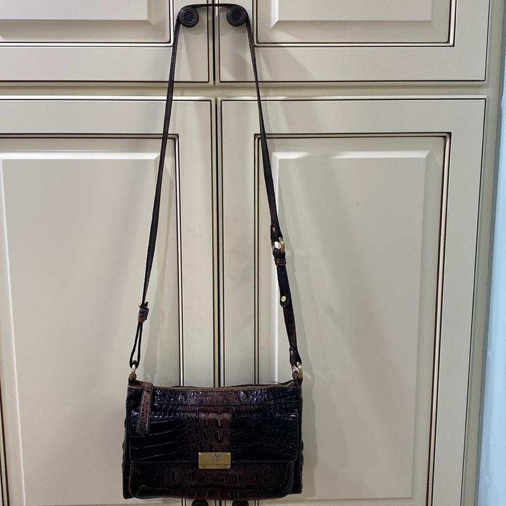 Brahmin Pecan Brown Leather Zip Crossbody